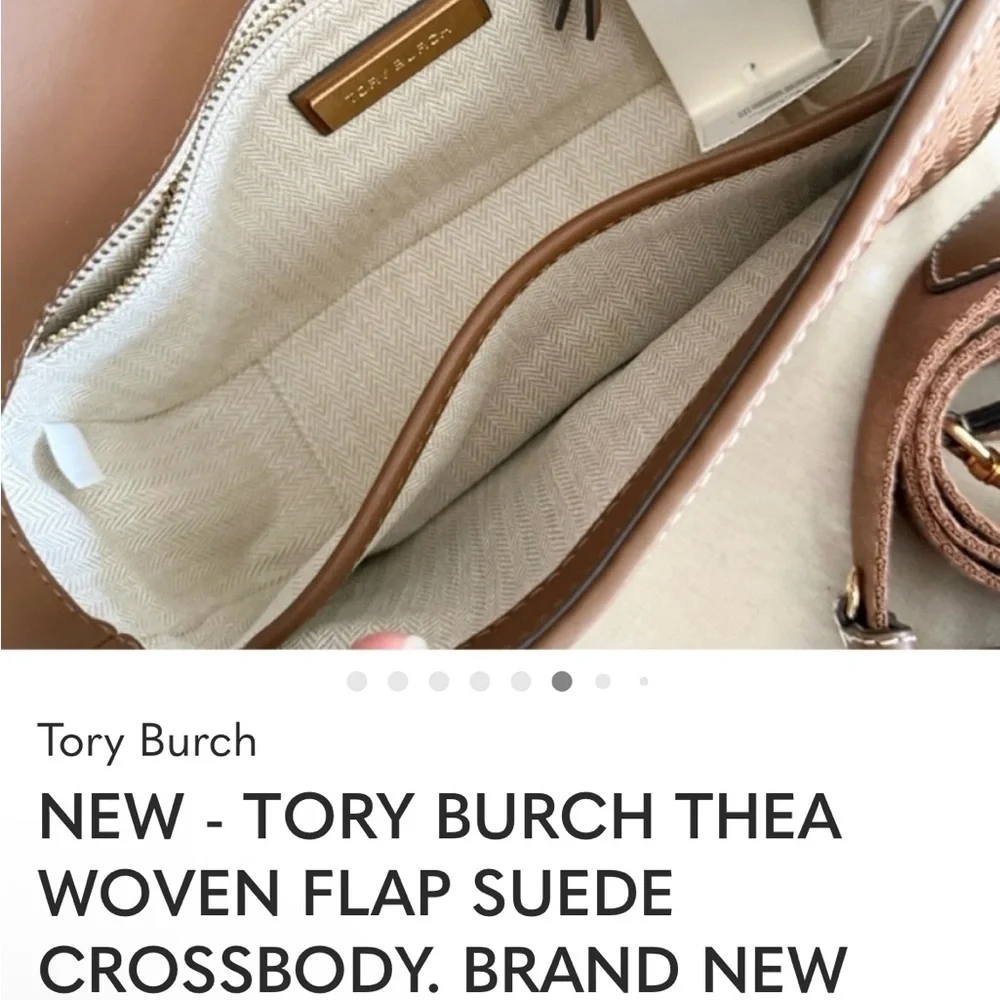 🆕- TORY BURCH THEA WOVEN FLAP SUEDE CROSSBODY. BRAND NEW Gorgeous